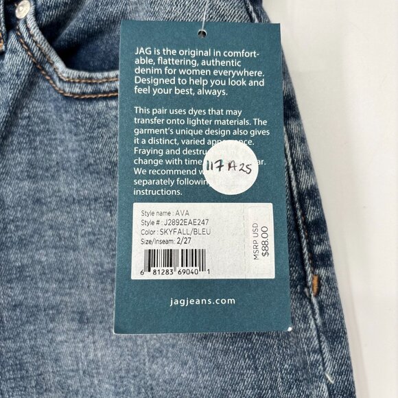 Jag Women's Ava Mid Rise Ankle Relaxed Wide Leg Jeans Skyfall Blue Size 2 NWT - Picture 6 of 7